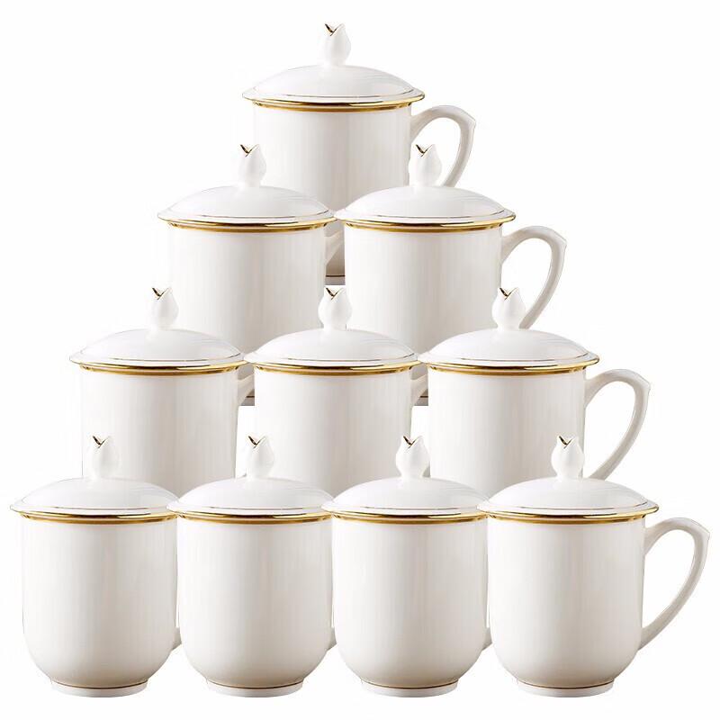 Jihang Ceramic Gold Rim Office Teacup Set