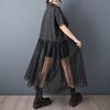 Short Sleeve Plus Size Black Cotton Vintage New In Dresses for Women Casual Loose Long Summer Shirt Dress