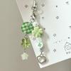 Green Color Double Four Leaf Clover CCD Camera Strap Handmade Beaded Phone Lanyard for Girls Ins Style Cute Charm Pendant