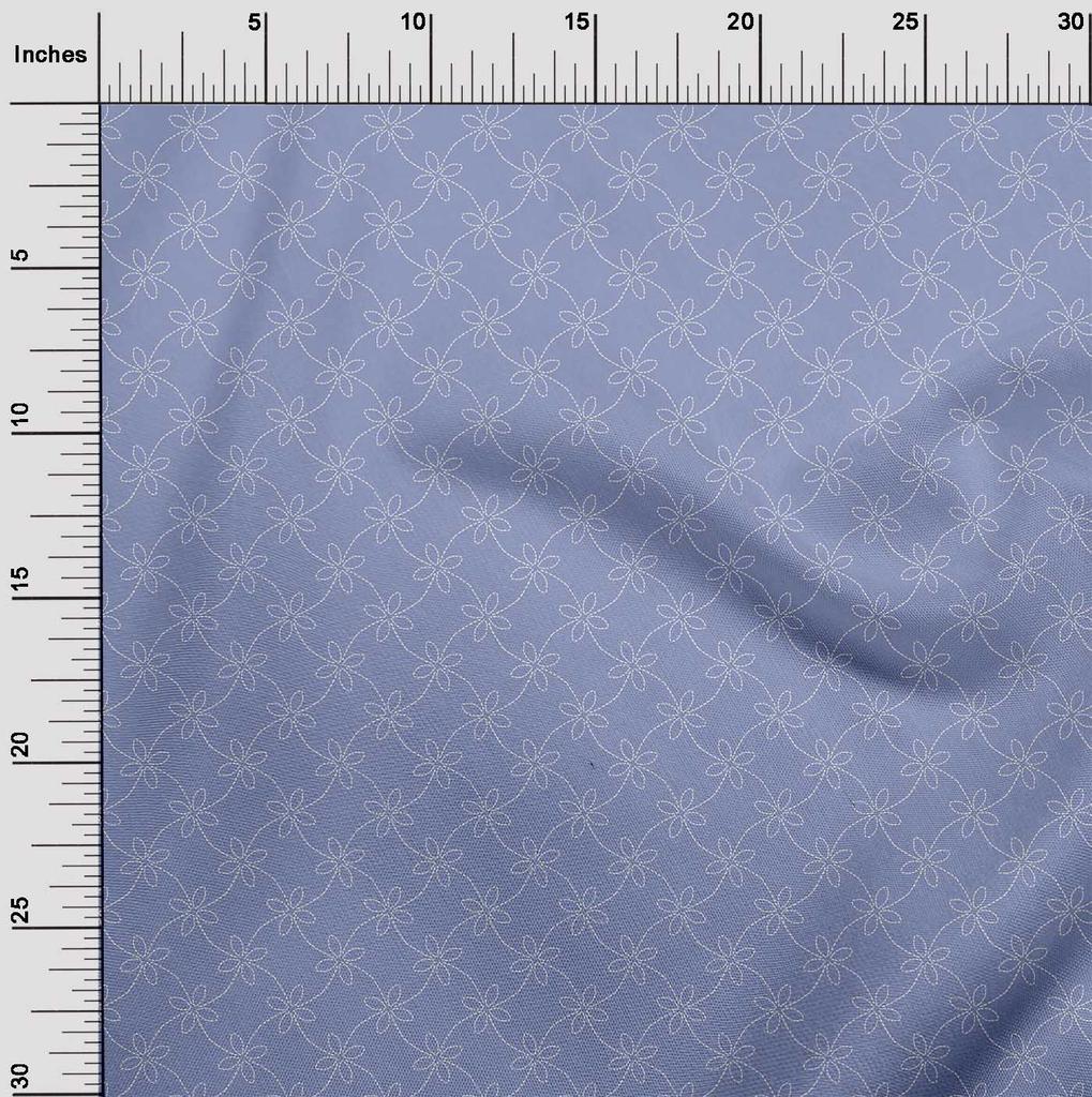 oneOone Cotton Flex Fabric Artistic Floral Sashiko Print Sewing Fabric BTY 40 Inch