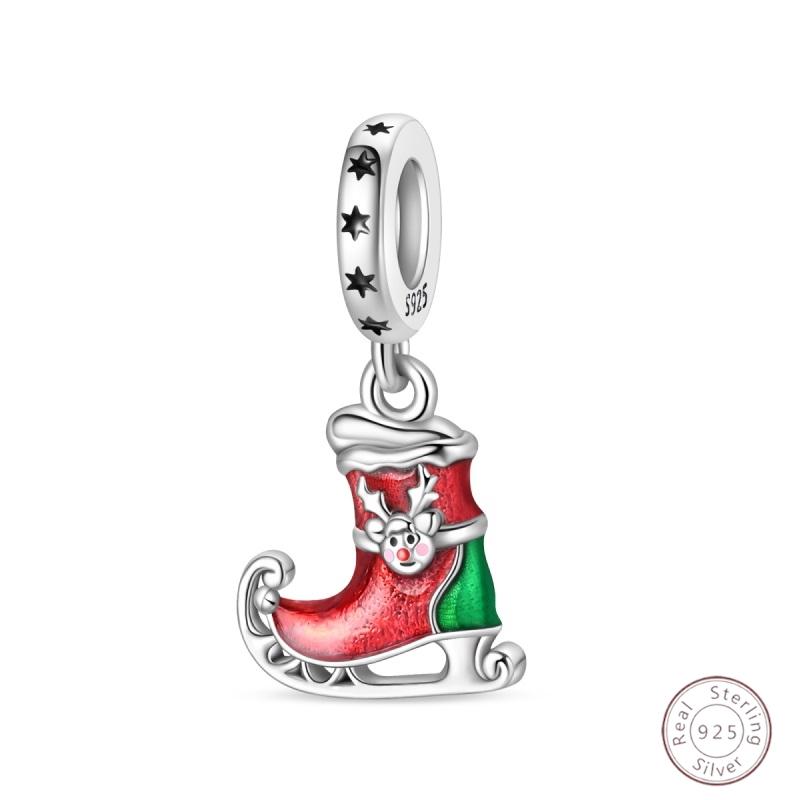 Christmas Charm Bead Pendant Copper Christmas Elk Santa Snowman Claus Charm Fit Original Bracelet Women Diy Jewelry