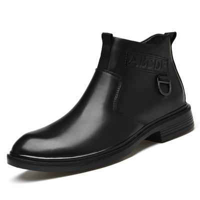 Schuhe Herren Stiefel Herren Lederschuhe Echt Knöchelstiefel Cowboy Wasserdicht Motorrad Freizeitstiefel Runde Zehe Seitenreißverschluss