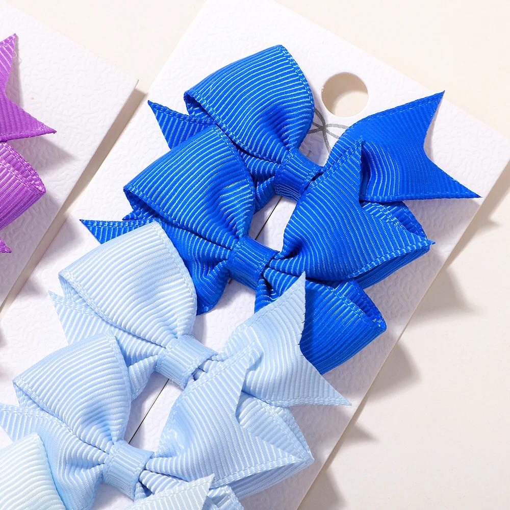 6Pcs/lot Solid Color Ribbon Baby Bows Hair Clips for Baby Girls Handmade Bowknot Hairpin Mini Barrettes Kids Hair Accessories