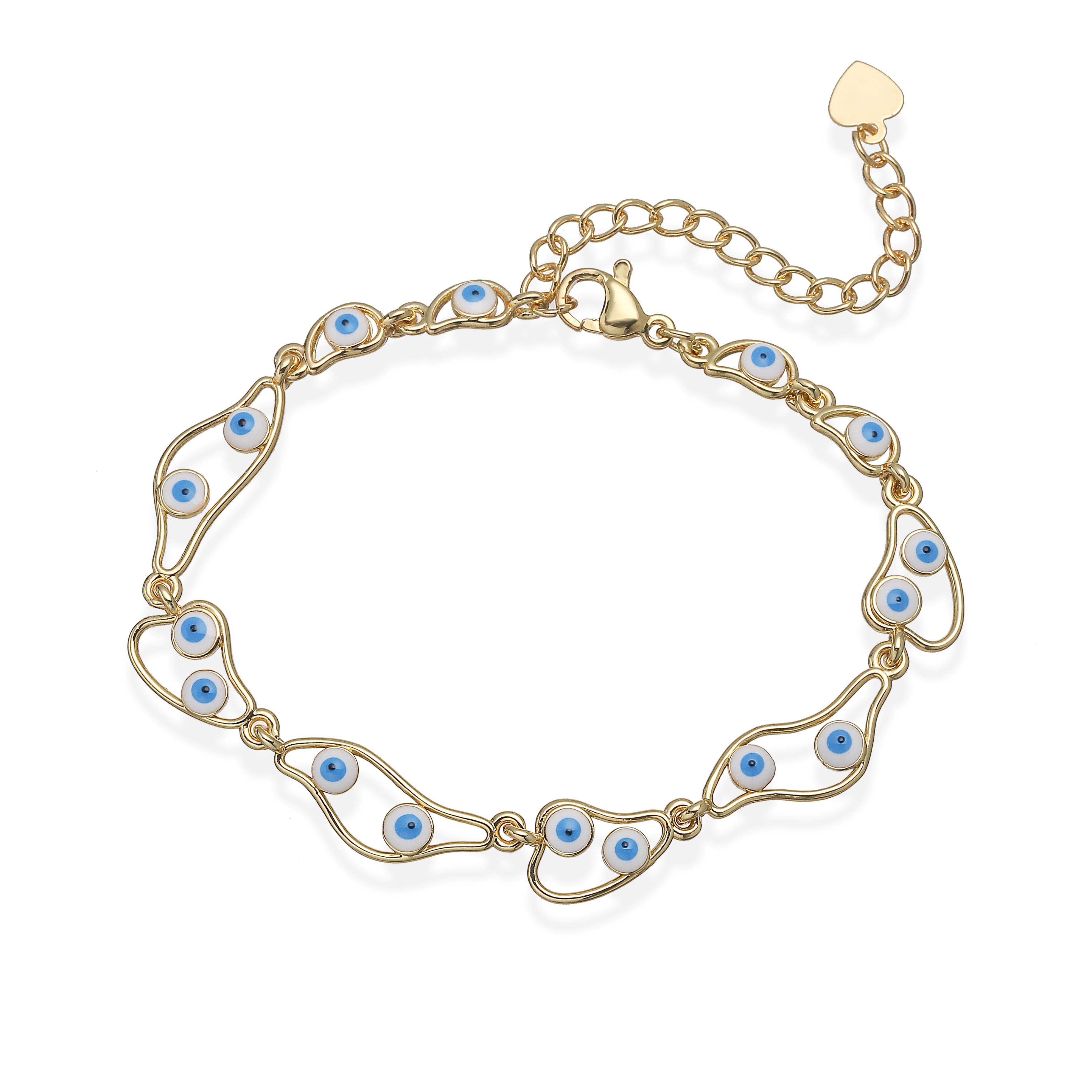 HECHENG, European & American Turkish Evil Eye Copper Metal Wave Bracelet/Necklace Circular Eye Chain Women s Jewellery 1 Piece Other