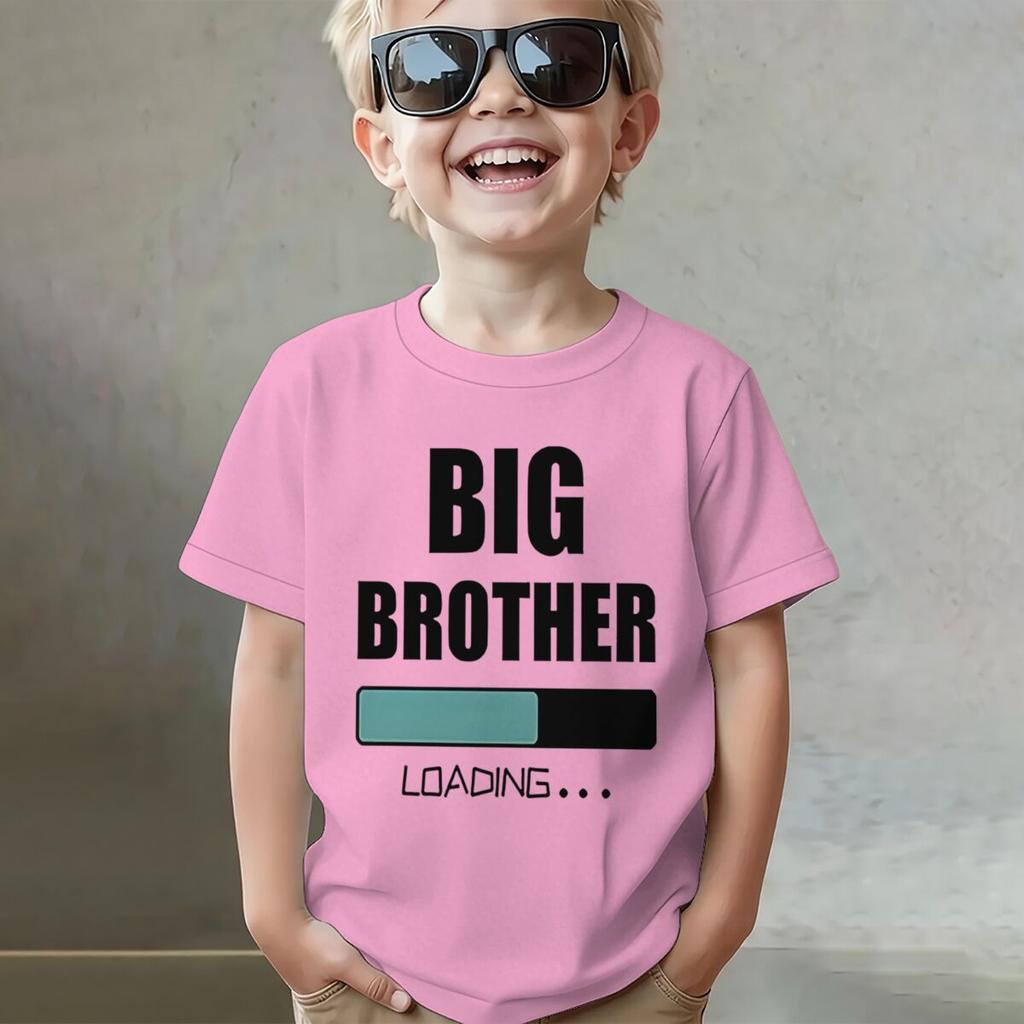 Big Brother Loading Tshirt Kids Short Sleeve Fashion Casual Top New Sibling Gift Big Brother Kids Clothes Cotton Tops