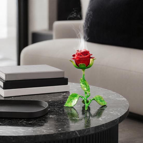 Vintage Rose Incense Burner, Metal Flower Holder, Decorative Tabletop Ornament Bedroom Living Room Office, A Thoughtful Gift for Meditation