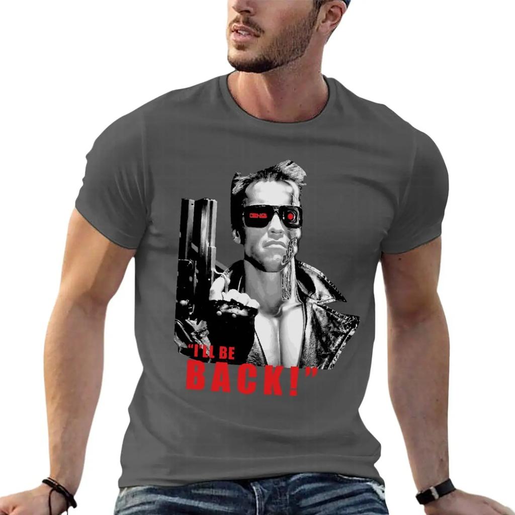 Terminator ILl Be Back Arnold Oversize T Shirt For Men Clothing 100 Cotton Streetwear Big Size Top Tee