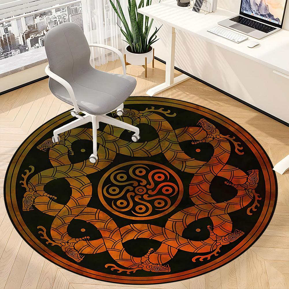 1pc Serpent Mandala Office Round Area Rug, Under Office Chairs Bedroom Living Room Home Decor, Room Deco, Available in Various Sizes