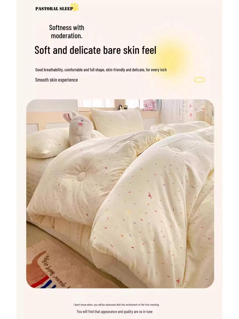 Washable Thick Cotton Quilt - Warm, Universal for All Seasons, 2025 Spring/Winter. Perfect for Students' Single Beds.