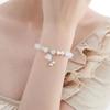 Women Lily of the Valley Pearl Bracelet, Natural Stone / Imitation Strawberry Quartz, Forest Style Travel Gift