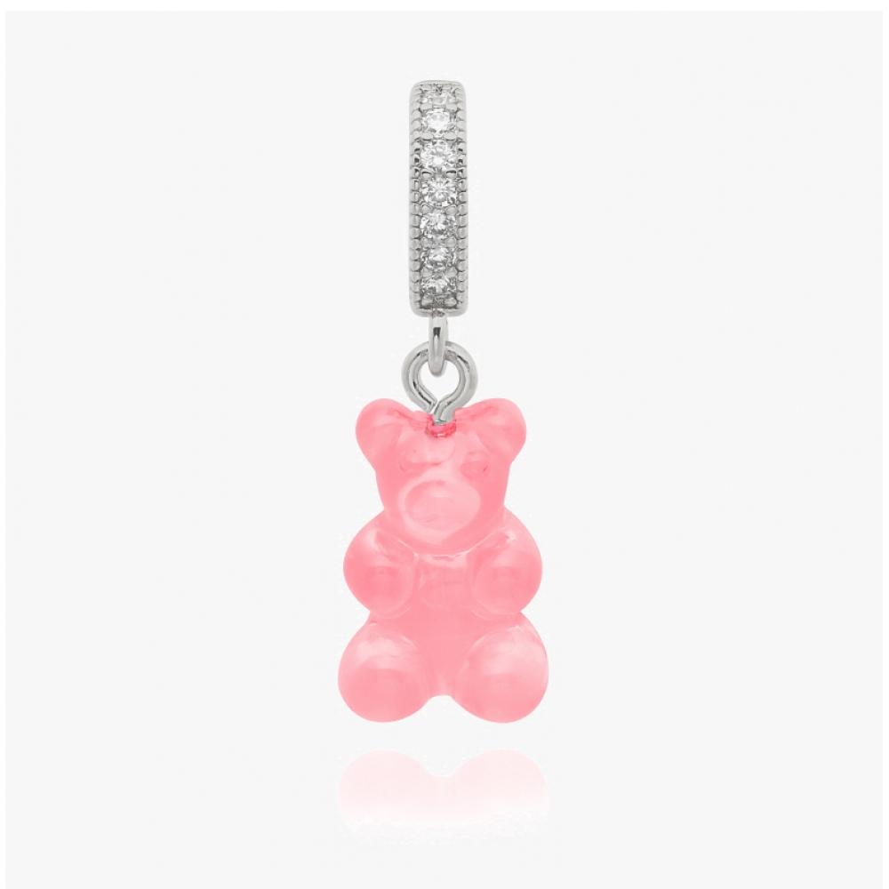         Nostalgia Bear Bubblegum Pave Connector Silver                         