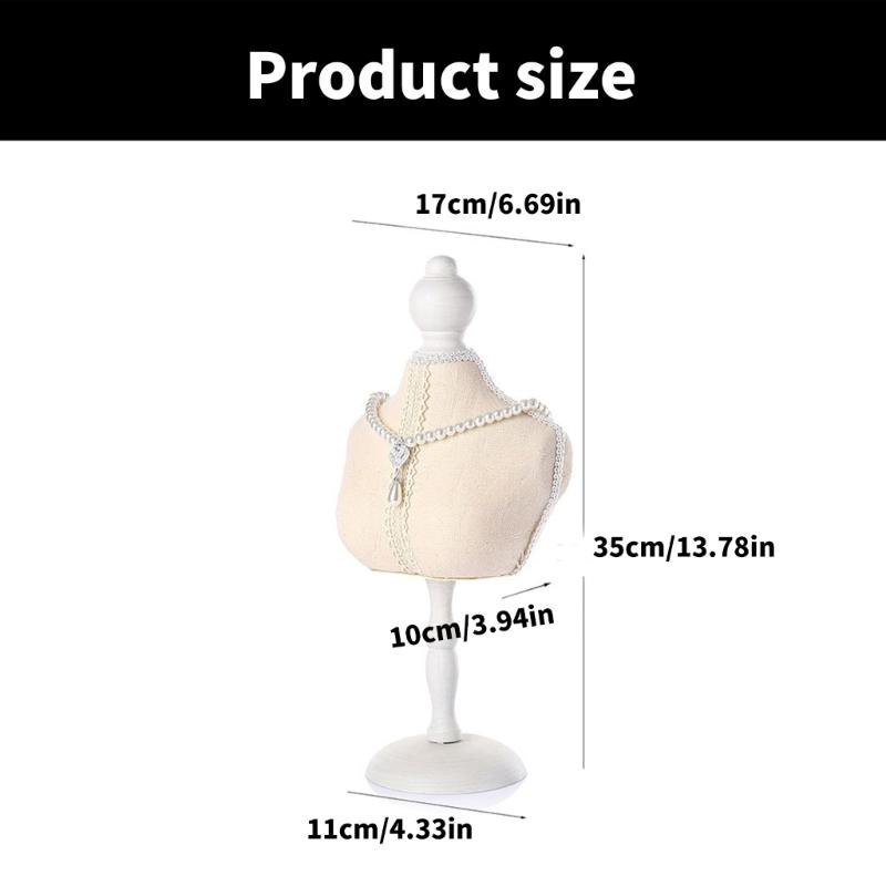 Sturdy Lint Covered Necklace Bust Portable Jewelry Organization Home Accessory Necklace Display Rack Decoration