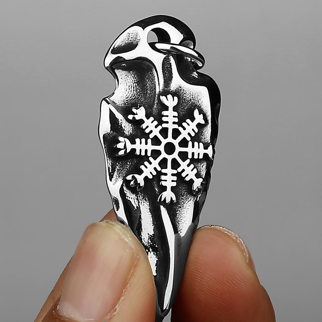 Titanium Stainless Steel Vintage Fashion Valknut Vegvisir Odin Sword Gungnir Rune Necklace Pendant Jewelry