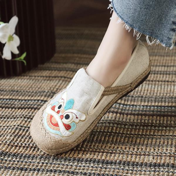

Fashion Shoes Woman Flats Casual Female Sneakers Dress New Summer Sewing Fabric Embroider Leisure Floral Shoes Woman 2025 Casual Female 35