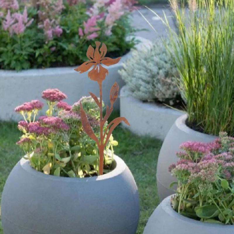 Weather Resistant Iron Garden Art Suitable For Lawn Decoration Outdoor Flower Bed Stakes Landscape Design Plant Support