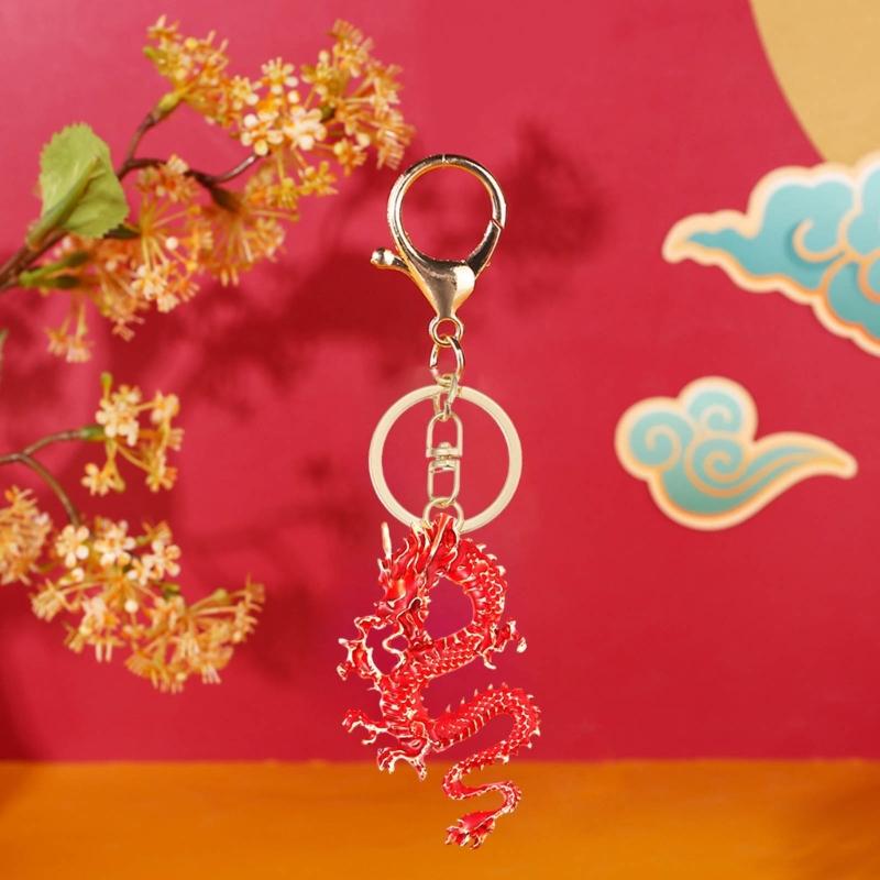 Eye Catching Key Chain Pendant Chinese Dragon Key Rings for Phones Crystal Decor