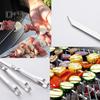 6/10Pcs Stainless Steel BBQ Skewers with Storage Bag Ring Design Flat BBQ Needle Metal Stick for Grilling Sausages Seafood Veggies