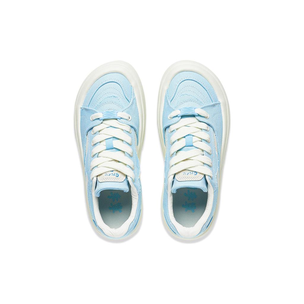 New LiNing Puff Platform Slip Resistant Breathable Low Top Skateboard Shoes Women's Blue AZGT026-6