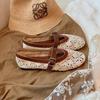 Grape Mother of the Same Style, Romantic Hollow Crochet Splicing Versatile Shallow Mouth Word Belt Mary Jane Single Shoes Women's Summer New