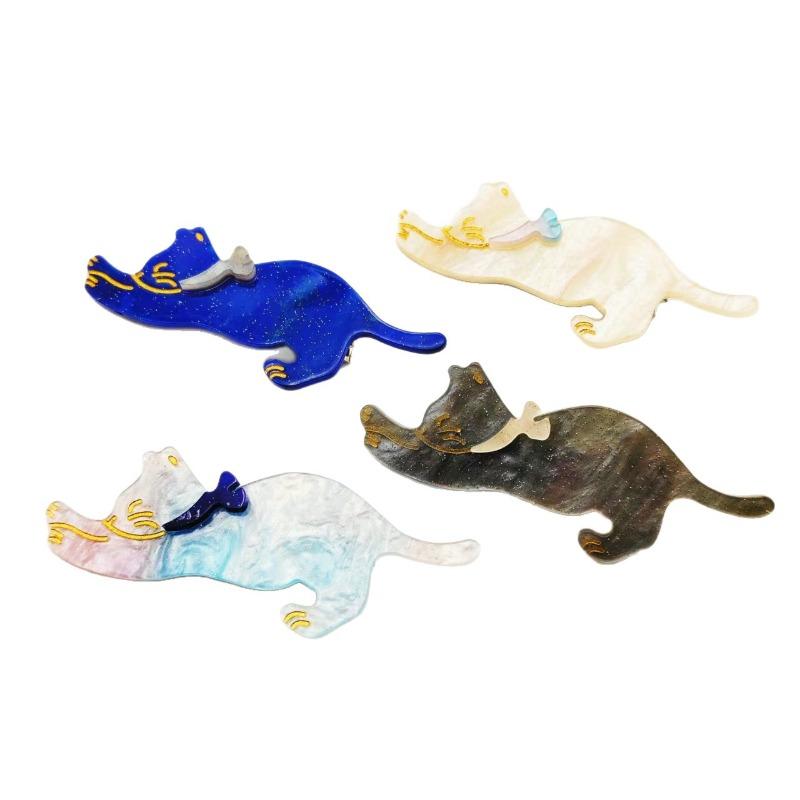 Dreamy Starry Sky Cat Hair Clips for Girls. Sparkling Star Design, Cute Cat Shape, High-end Vibe. Perfect for Back of Head.