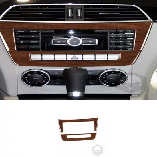 Cover Trim Central Console CD Button For Benz C-Class Brown Wood Grain 2007-2010