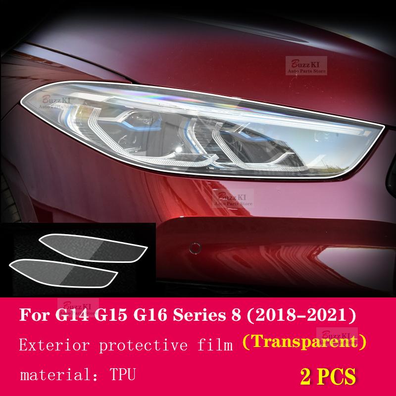 For BMW G14 G15 Series 8 2018- Anti-scratch Headlight Protection Rhino Skin Sticker Front Light Film Accessories Protector