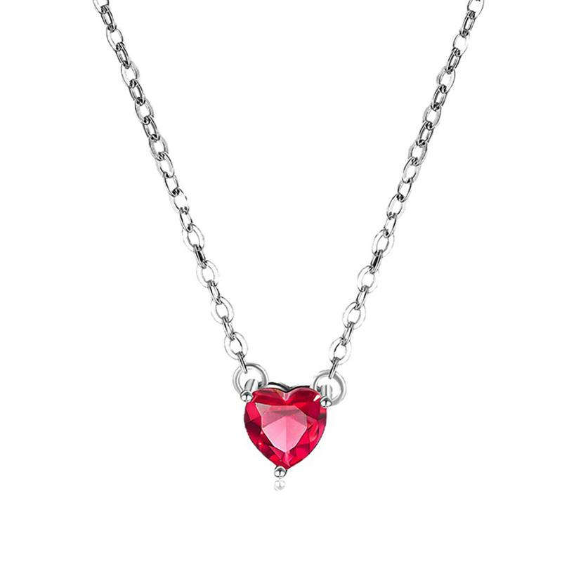 

Luxury Red Big Heart CZ Women Pendant Necklaces Lover Female Party Gift Daily Wear Statement Clavicle Chain Chocker