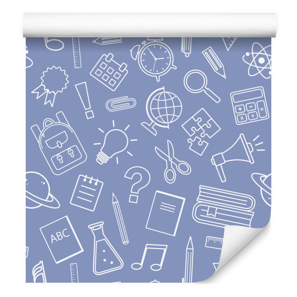 Wallpaper School Supplies Blue and Azure for Living Room and Bedroom 50x1000