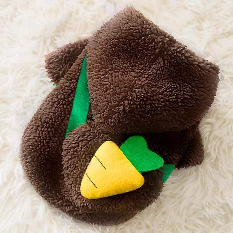 Flannel Dog Clothes Autumn and Winter Stickers Embroidered Teddy Bear Small Dog Two-legged Fleece Pet Clothing