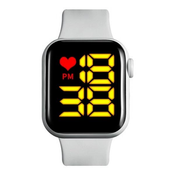 

Маленькие квадратные парные детские часы для мальчиков и девочек, спортивные, водонепроницаемые, электронные часы со светодиодной индикацией Apple белый/жёлтый