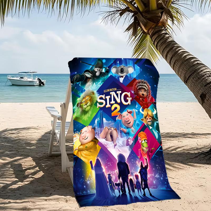 Beach Towel with Sing Pattern - soft,absorbent,machine washable Lightweight&Modern,swimming,Travel Essentials