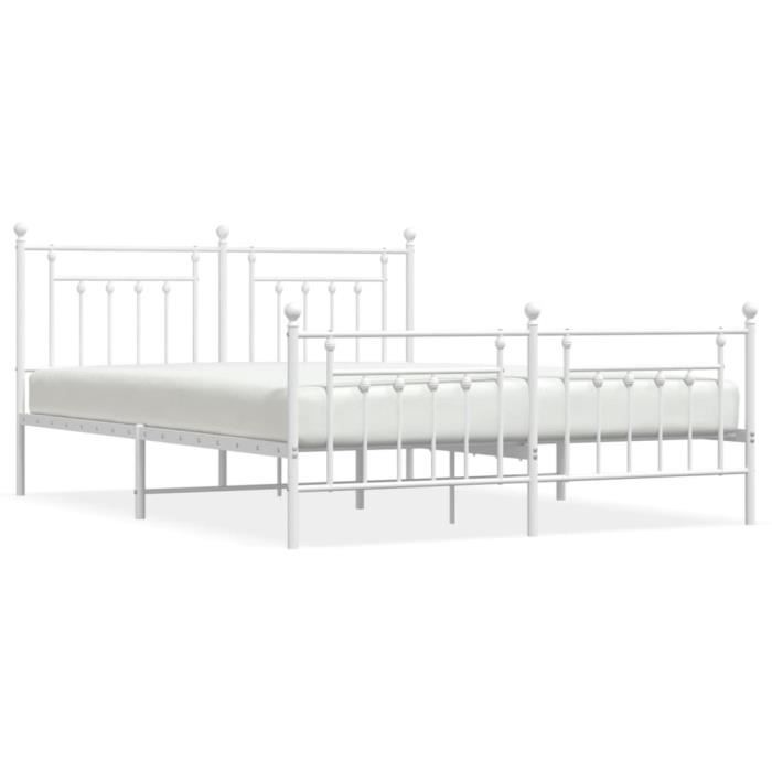VidaXL Cadre de lit métal avec tête de lit-pied de lit blanc 180x200cm 353608