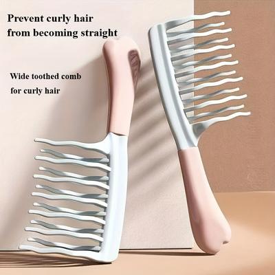 1pc Double Row Wide Teeth Hairdressing Comb for Long Curly Hair, Fluffy Styling, Curly Hair Management