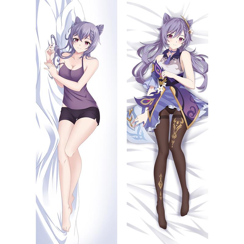 

60x180 см Косплей Genshin Impact Girl Kawaii Keqiing обнимающая наволочка для тела аниме Dakimakura наволочка отаку комната рождественские подарки