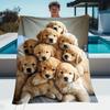 One piece portable blanket with multiple small dog patterns - lightweight sofa blanket suitable for travel, camping, living room