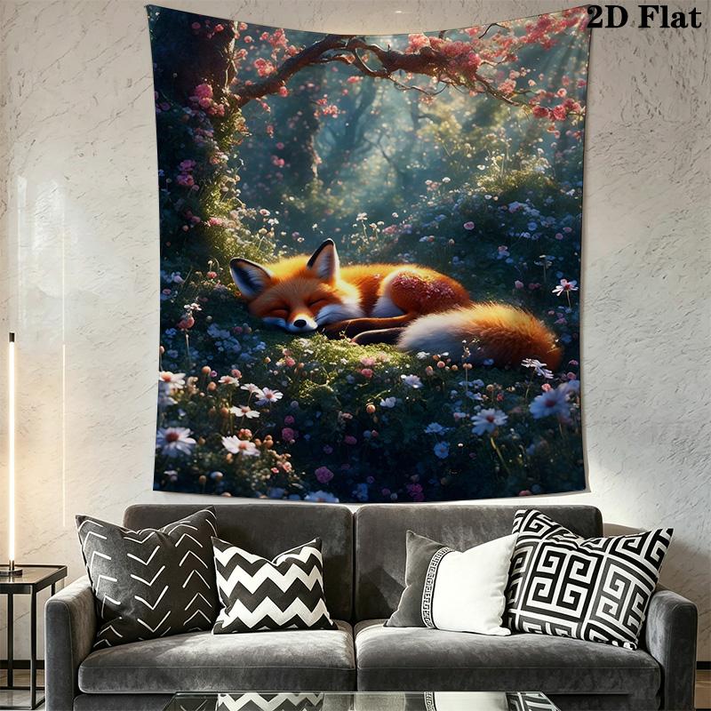 Sleeping Fox Pattern Home Decor Tapestry, Wall Hanging, Decorative RV Wall Cloth.MGT0918152