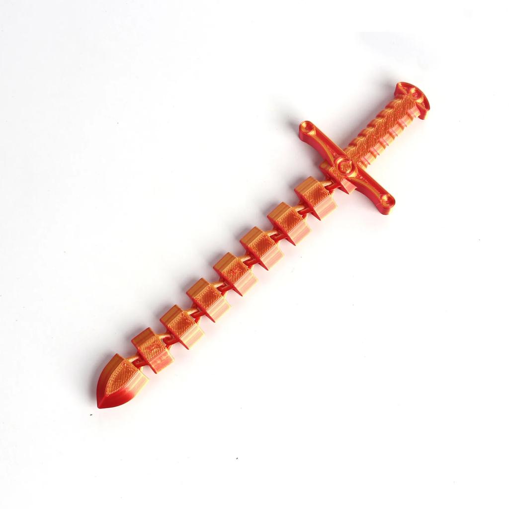 3D Printed Deformation Sword Interior Accessories Whip Bent Deformed Stretched Lock Flexible Swords Home Decor Ornaments