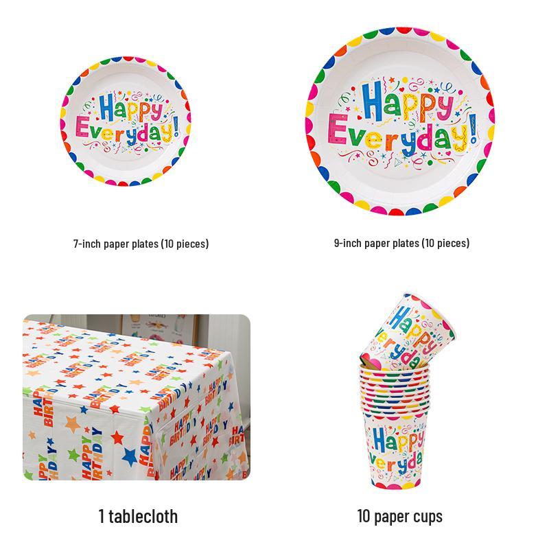 Disposable Party Supplies Set: Paper Plates and Cups for Birthdays and Weddings