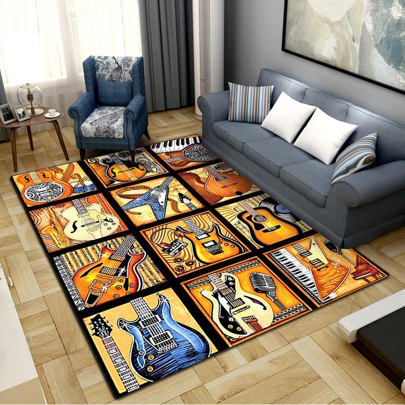 Guitar Carpet Rug for Living Room Bedroom Home Sofa Decoration,Kids Play Non-slip Floor Mat