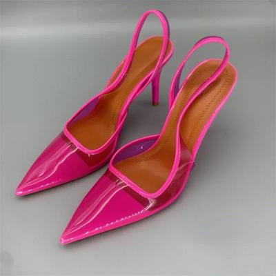 Mode 2025 Neue Damen-High-Heels Nude Farbe PVC Transparent Sexy Spitzschuh Geschlossen Stiletto Sommer Damen Party Sandalen