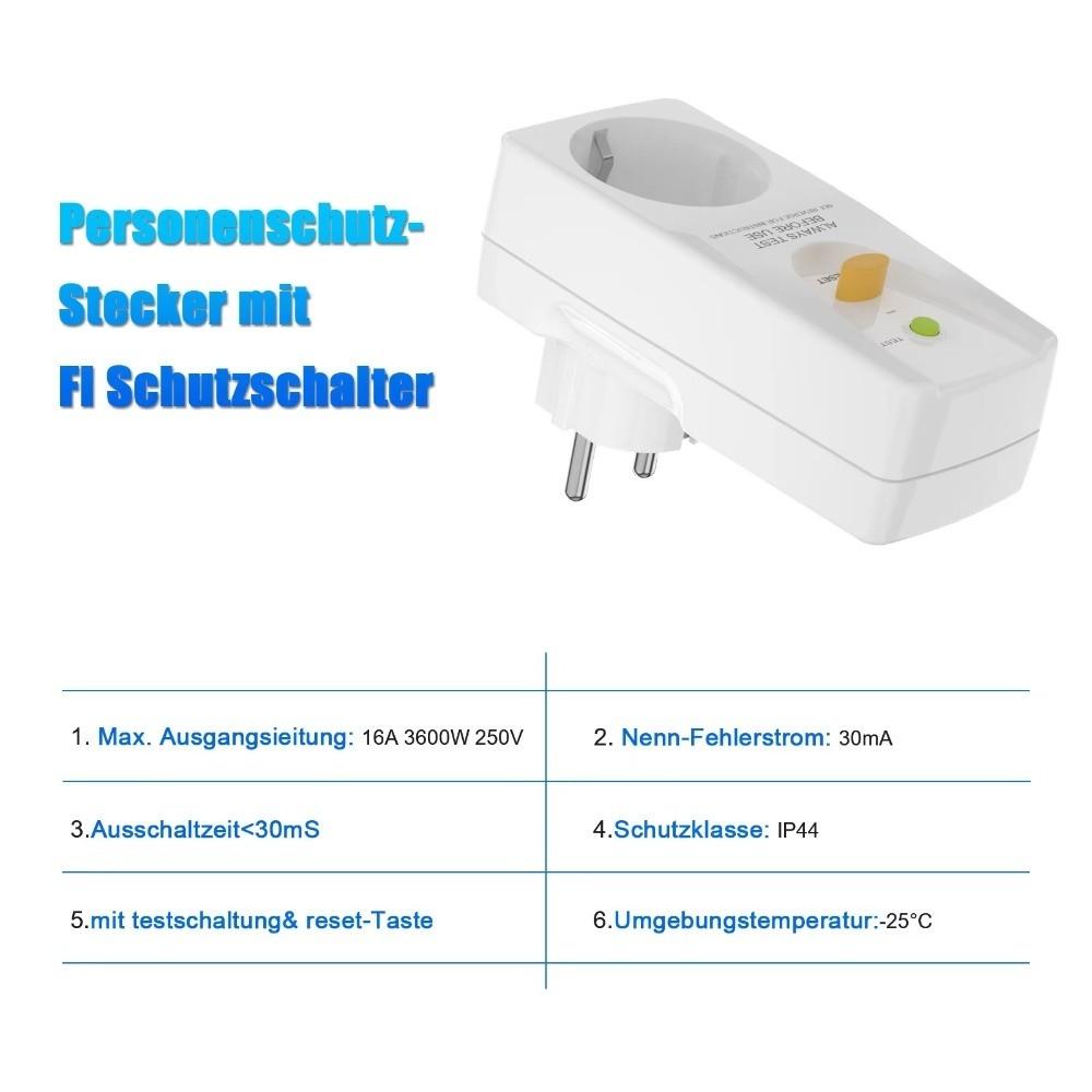 Auslaufsicheres Design GFCI-Stecker FI-Sicherheitsschalter Sicherheitsstecker Hausstromkreis