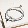 Deep Blue Rondel Cut 685 Double Face Daisy 1138 Bracelet Set (C2403-SE370_BL)