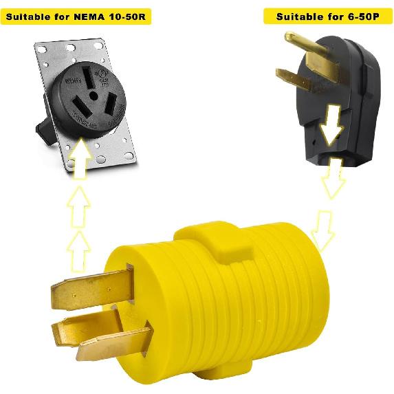 Electrical Adapter 10-50P To 6-50R 50AMP 240V Power Adapter 10-50P To 6-50R
