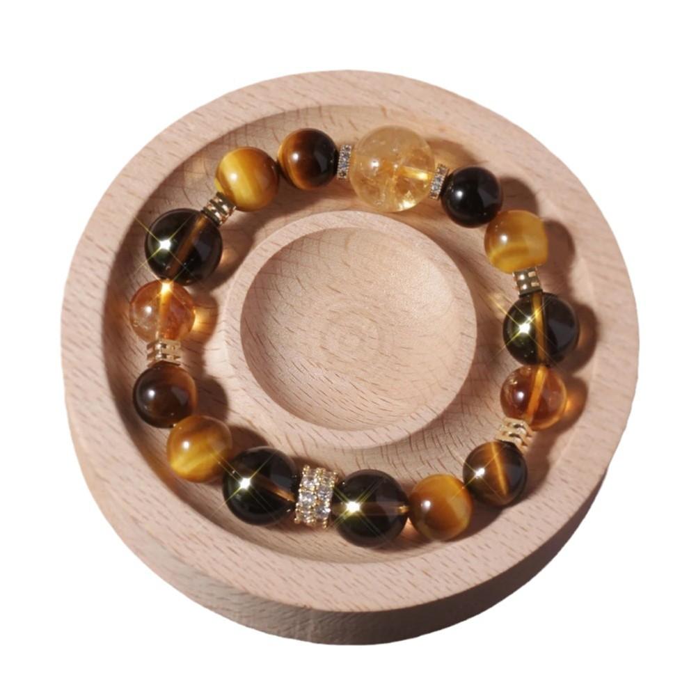 Jinba Da Comprehensive Natural Yellow Tower Crystal Golden Tiger Eye Stone Citrine Design Bracelet for Women Jewelry