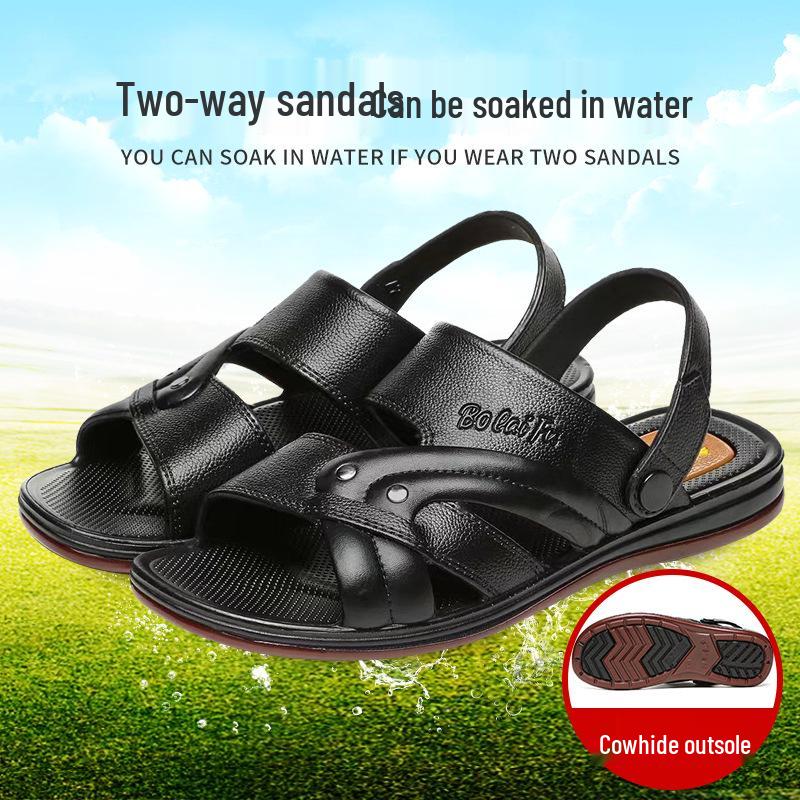 

Men s Waterproof Non-Slip Beach Sandals with Thick Sole - Comfortable Dual-Use for Summer Size 43