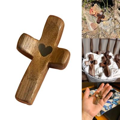 Wooden Cross My Heart Encouragement Gift Relieve Stress Emotional Support Cross Toys Portable Reduce Anxiety