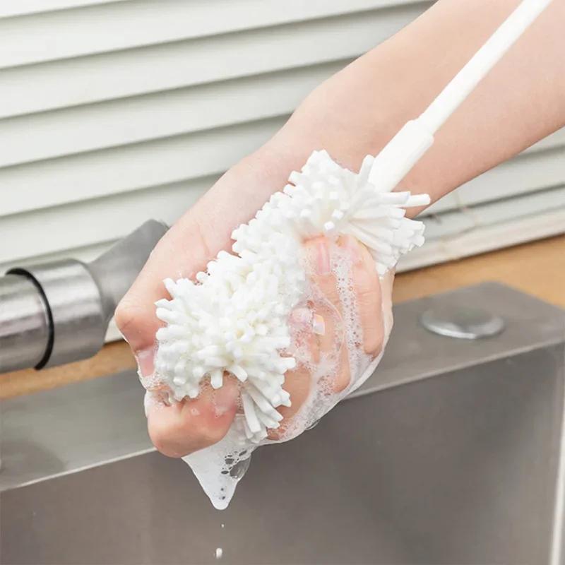 Sponge Brush Cup Scrubber Glass Cleaner Kitchen Cleaning Tool Long Handle Drink Wineglass Bottle Household Cleaning Brush