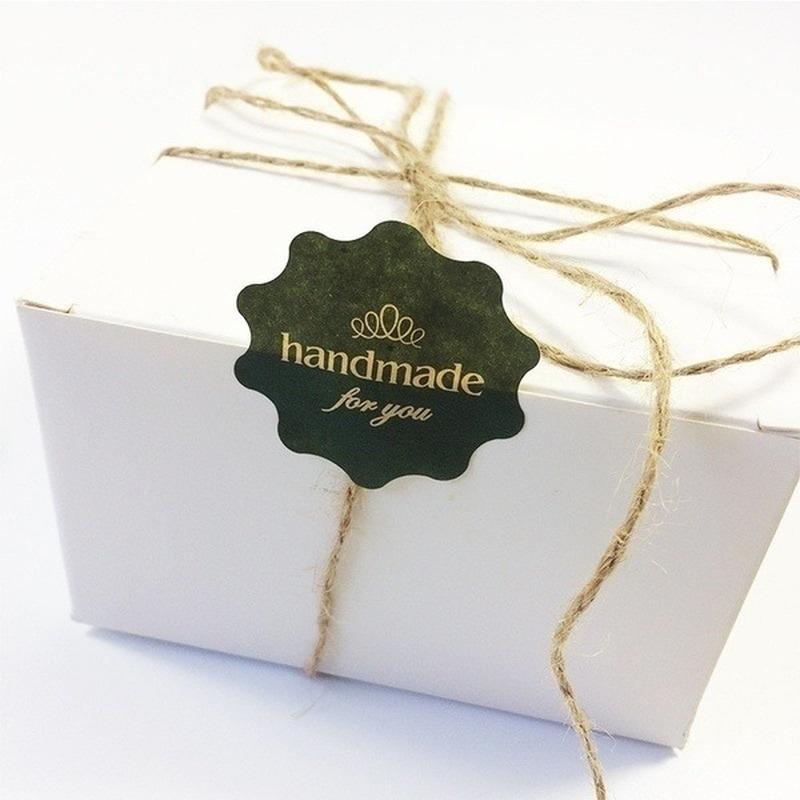 12 Folhas Flor Vintage Redonda Onda Papel Kraft 'feito à mão para Você' Selo Adesivo para Produtos Artesanais DIY Presente Multifuncional
