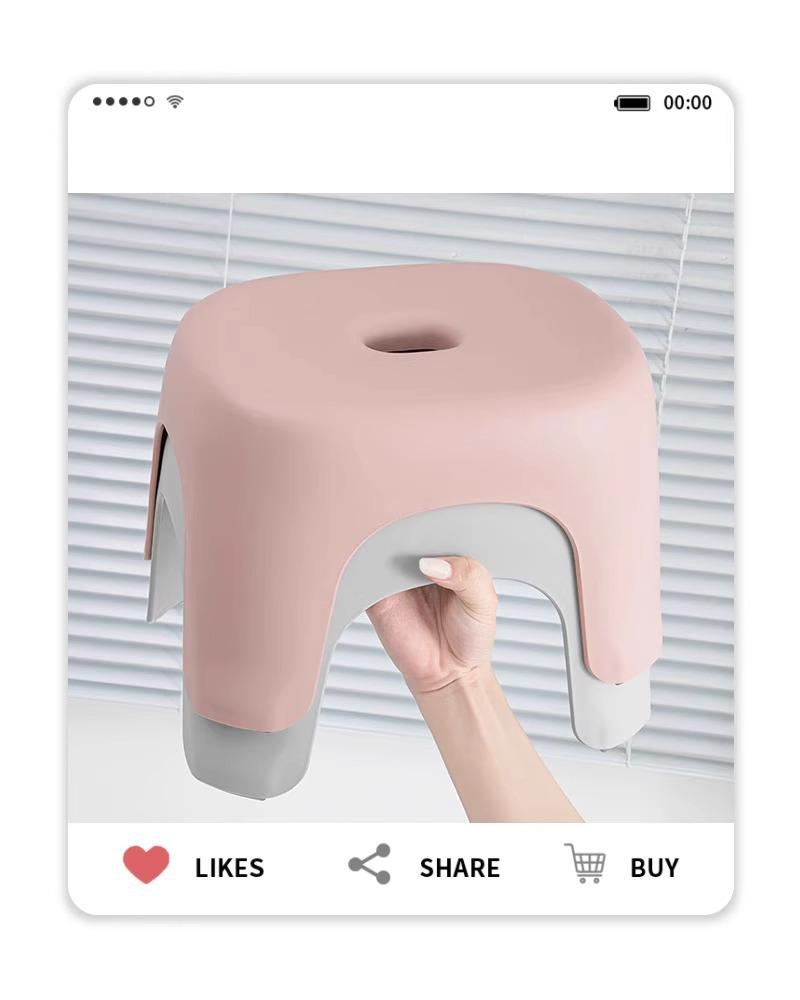 Multifunctional Stackable Plastic Stool for Living Room, Bathroom, or Kids' Room.