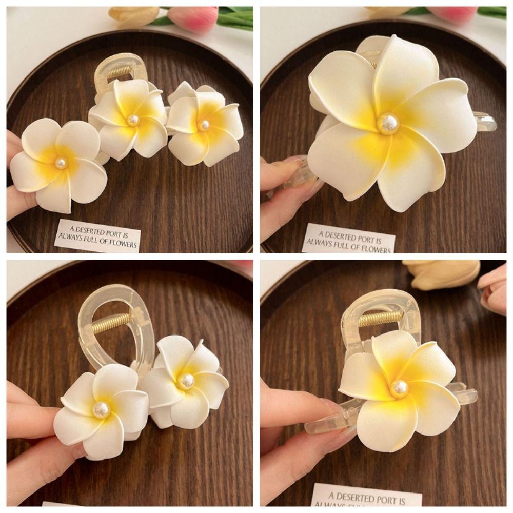 Pearl Hair Claw Korean Style Shark Clip Creative Eggflower Hair Clip  Female
